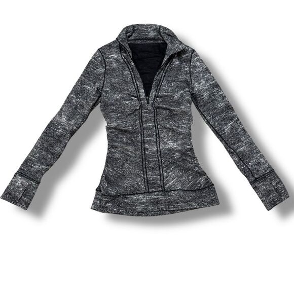 Lululemon Cypress Kiss Half Zip Pullover Jacket Rush Jacquard Black White Size 4 - Picture 5 of 8